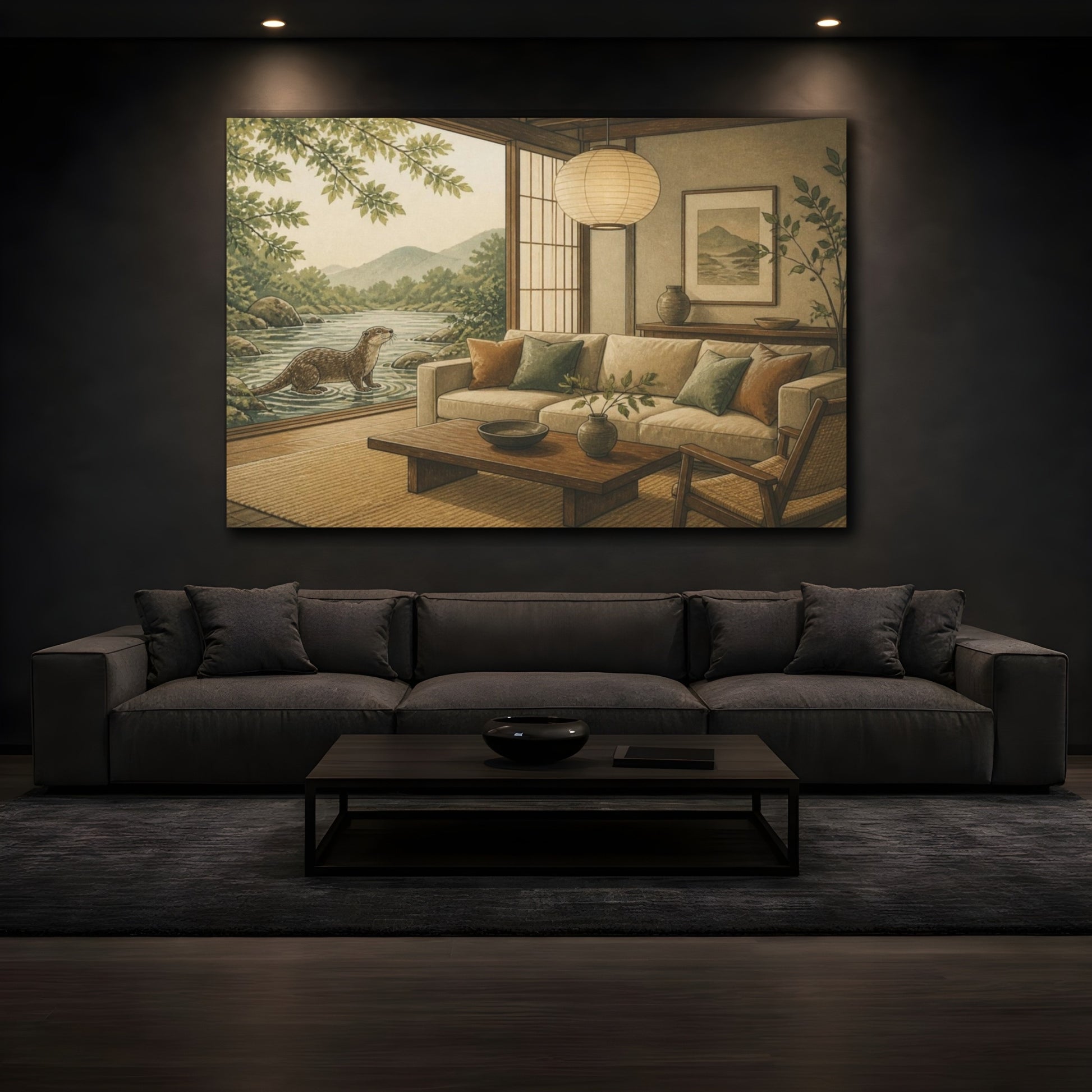 Mockup 3. Living Room Otter View shown as canvas print