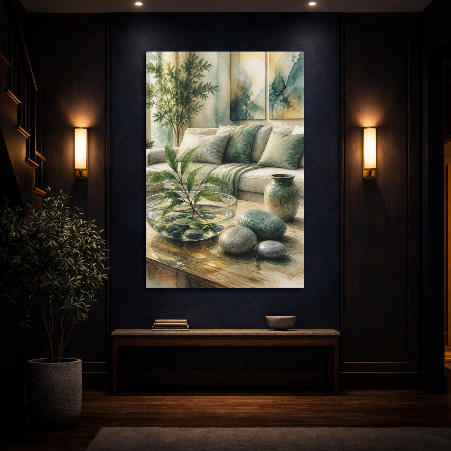 Mockup 4. Living Room Pebble Bowl shown as canvas print