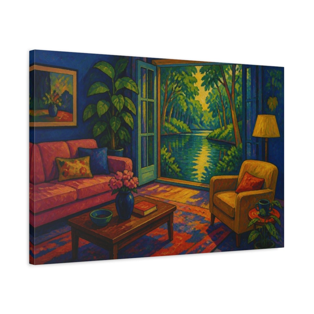Living Room Pond View Canvas Print – Above Console Table - YesArtYes