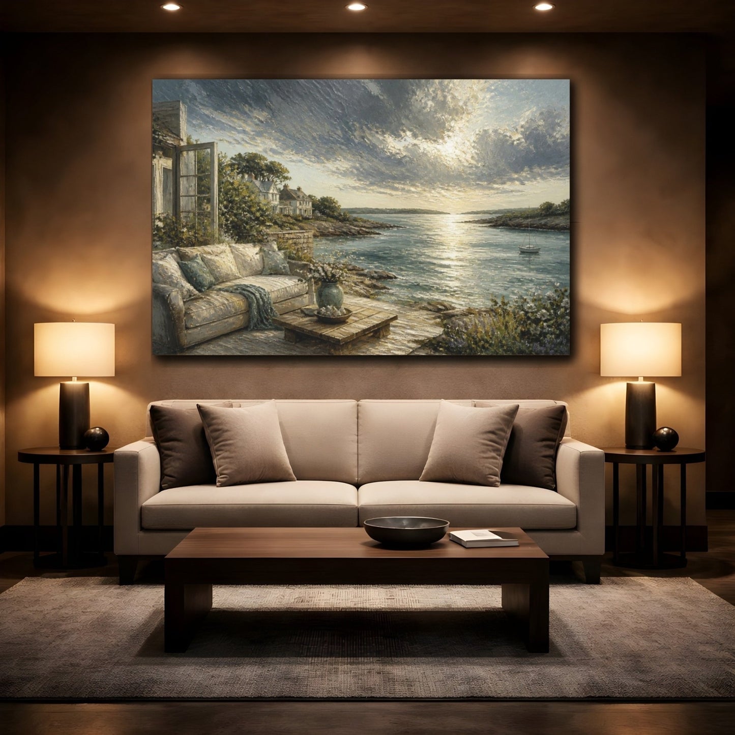 Living Room Seascape Retreat Canvas Print – Above Sofa - YesArtYes