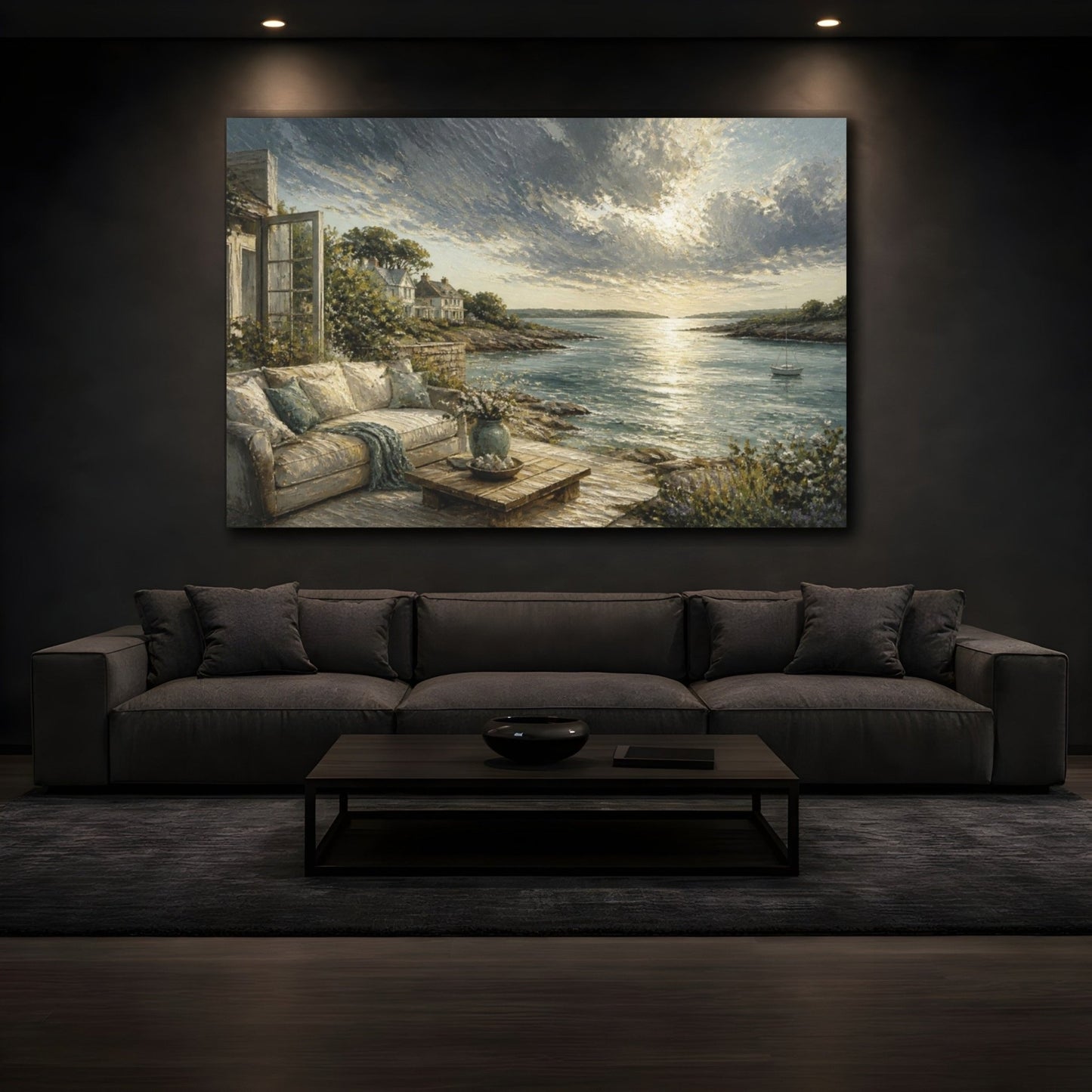Living Room Seascape Retreat Canvas Print – Above Sofa - YesArtYes