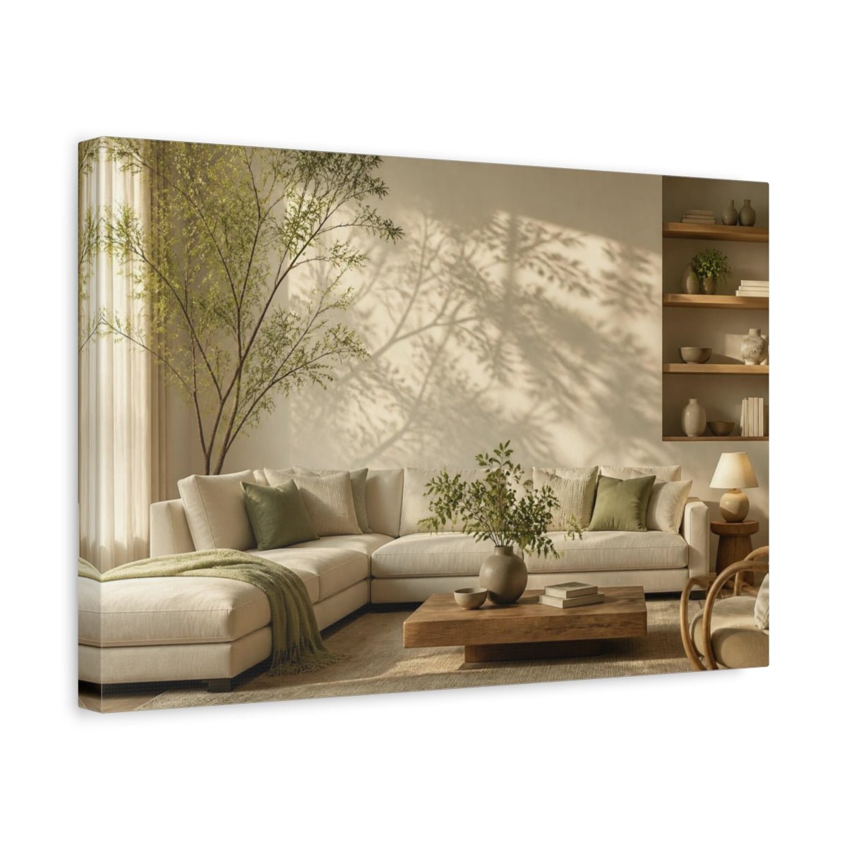 Living Room Sectional With Greenery Canvas Print Wall Art – Decor, Above Couch - YesArtYes