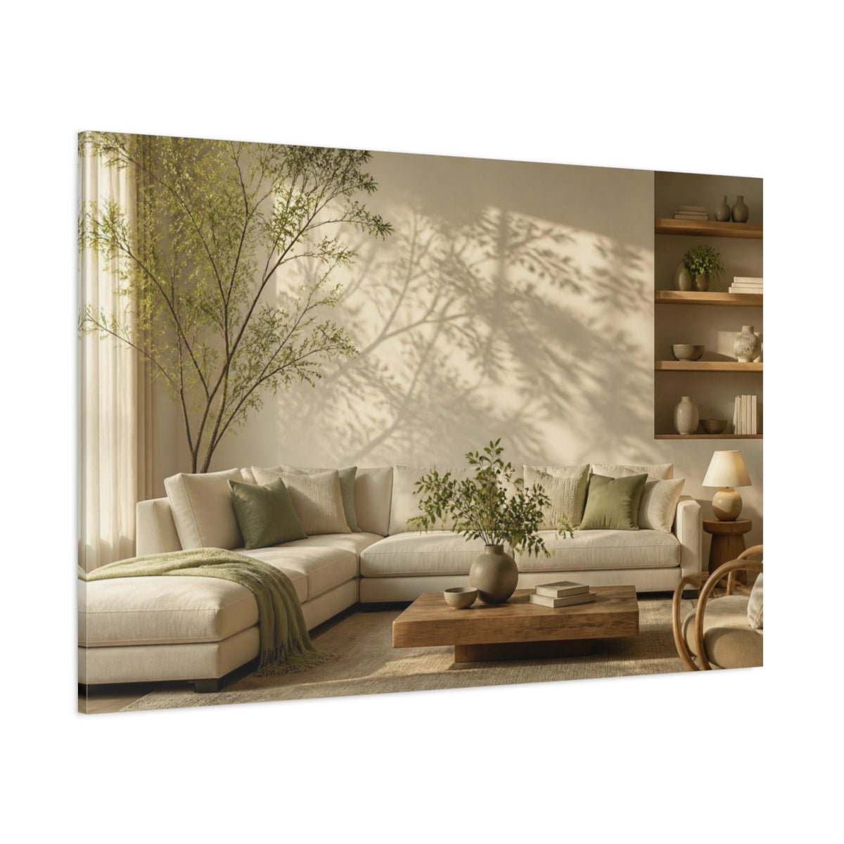 Living Room Sectional With Greenery Canvas Print Wall Art – Decor, Above Couch - YesArtYes