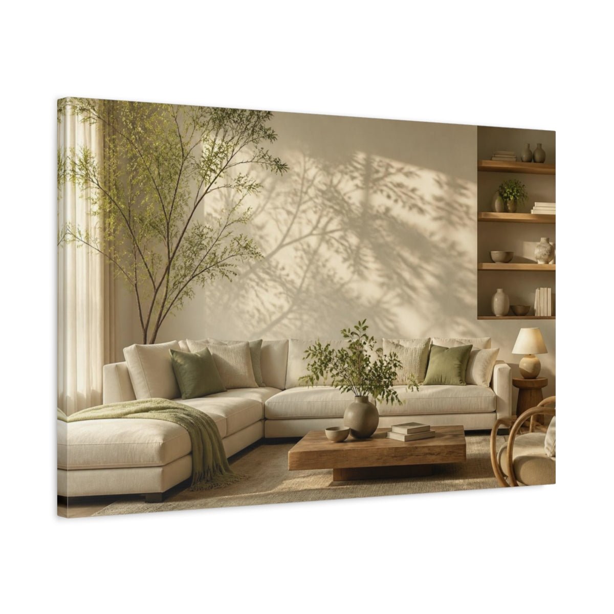 Living Room Sectional With Greenery Canvas Print Wall Art – Decor, Above Couch - YesArtYes