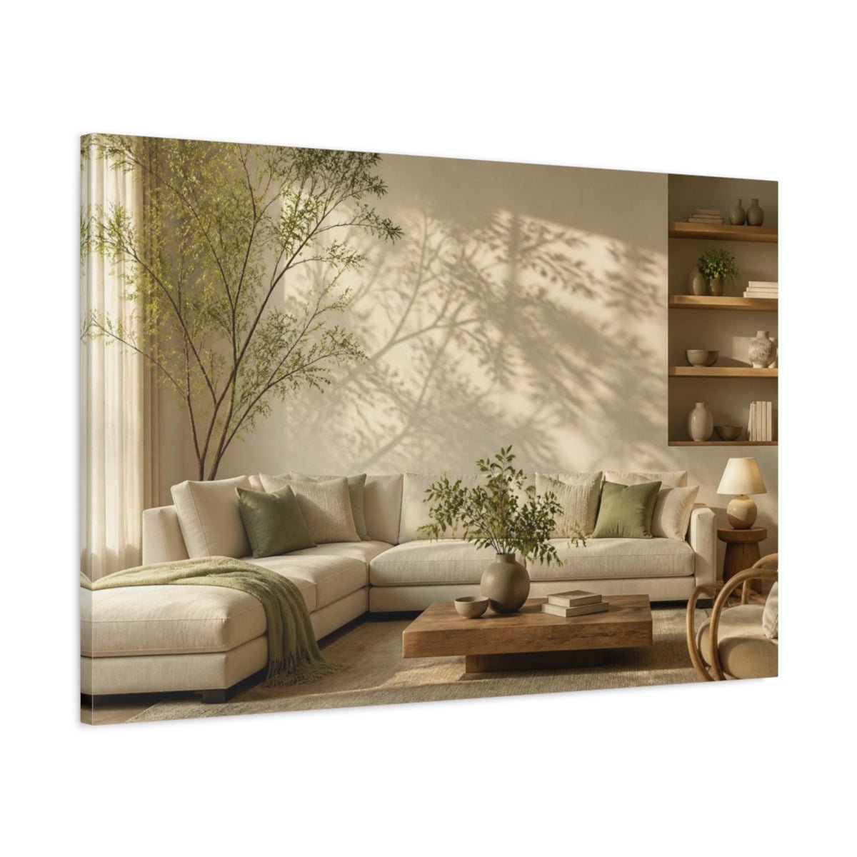 Living Room Sectional With Greenery Canvas Print Wall Art – Decor, Above Couch - YesArtYes