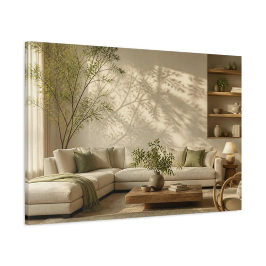 Living Room Sectional With Greenery Canvas Print Wall Art – Decor, Above Couch - YesArtYes