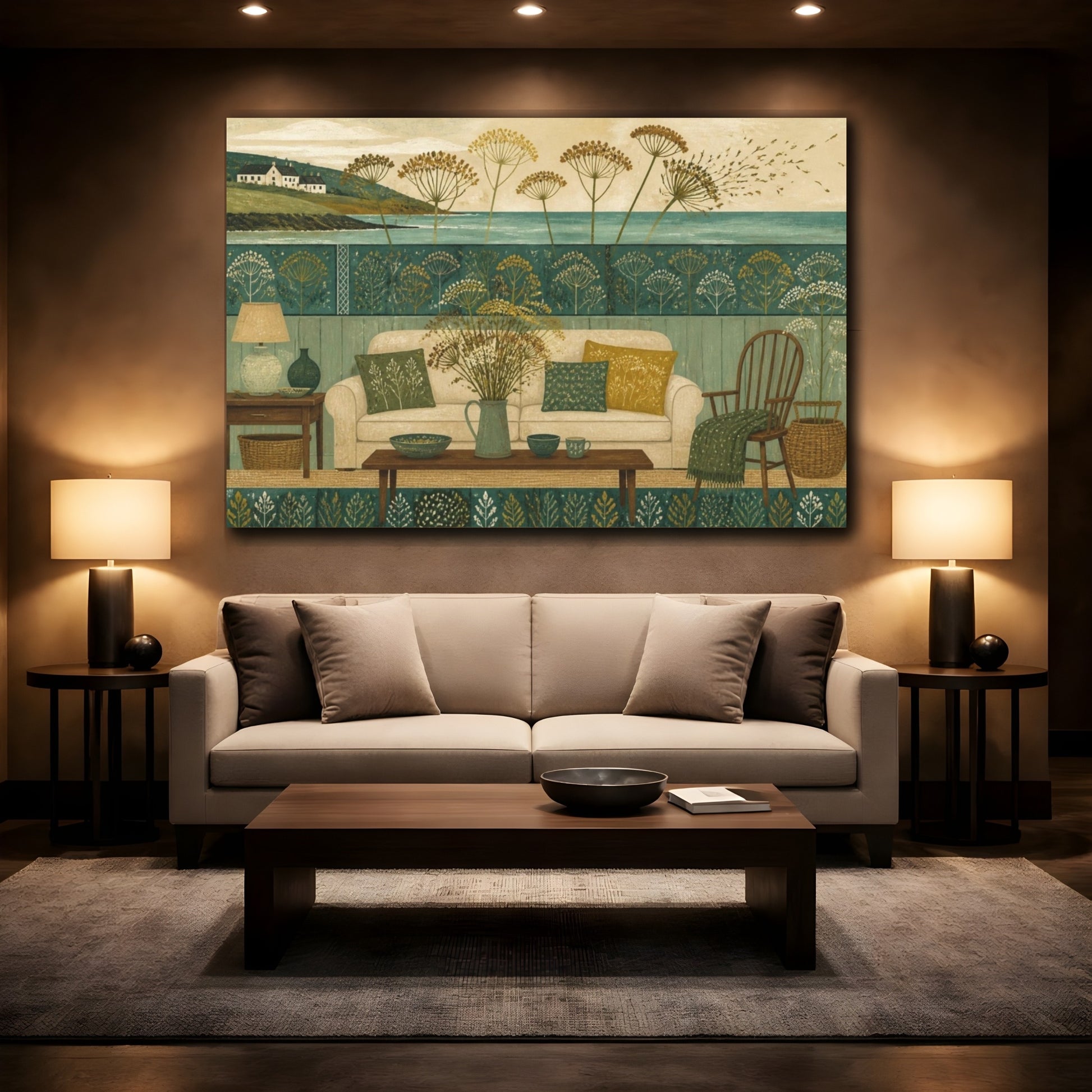 Mockup 2. Living Room Seed Heads shown as canvas print