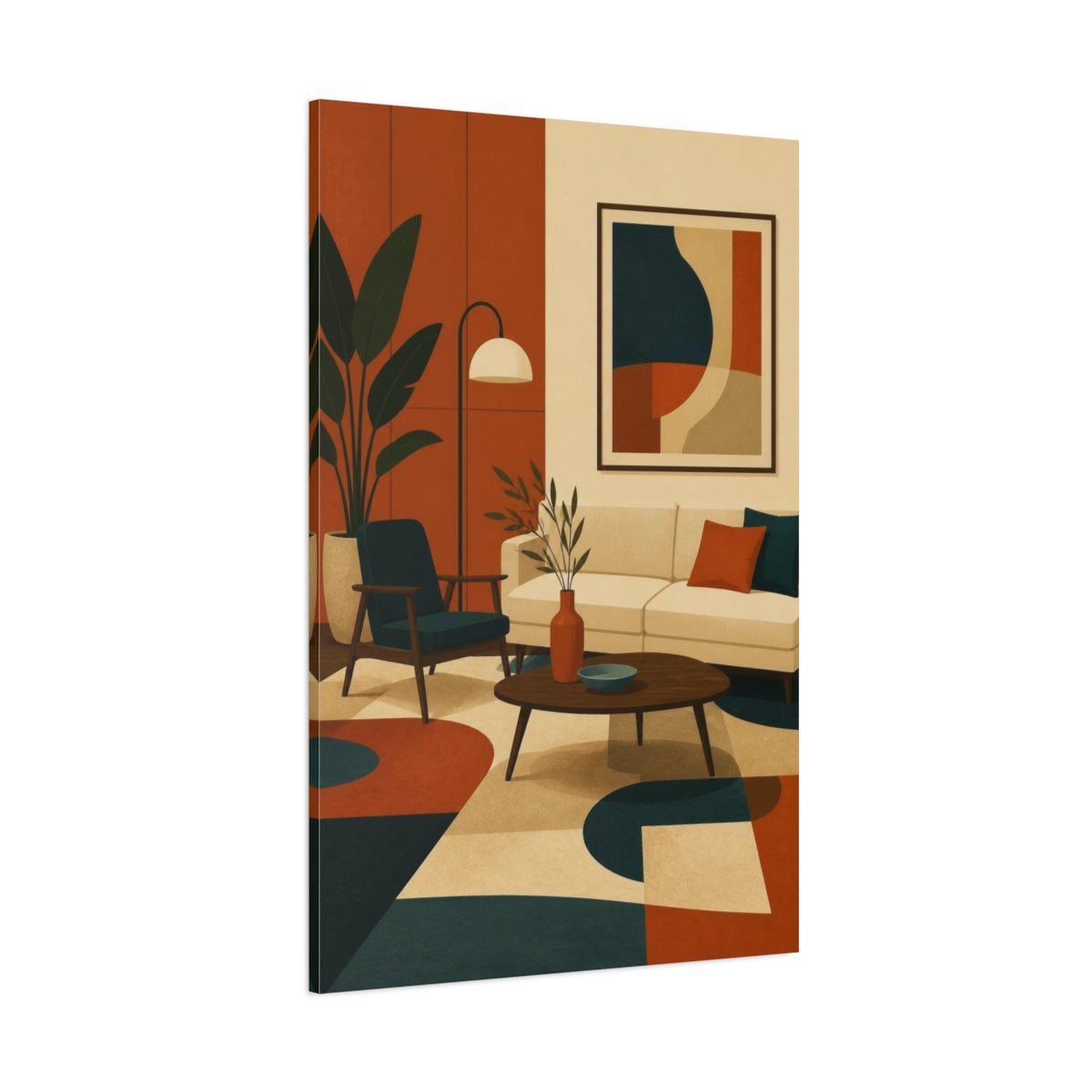 Side Mockup 1. Living Room Sofa Scene shown as canvas print