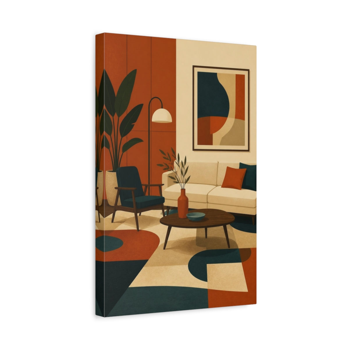 Side Mockup 4. Living Room Sofa Scene shown as canvas print