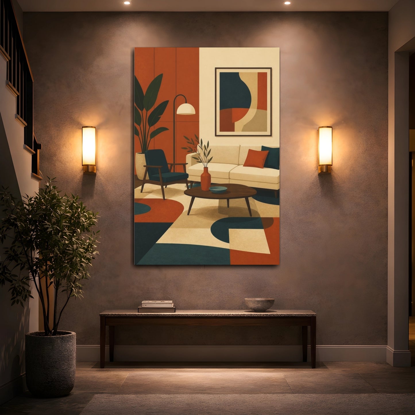 Mockup 2. Living Room Sofa Scene shown as canvas print