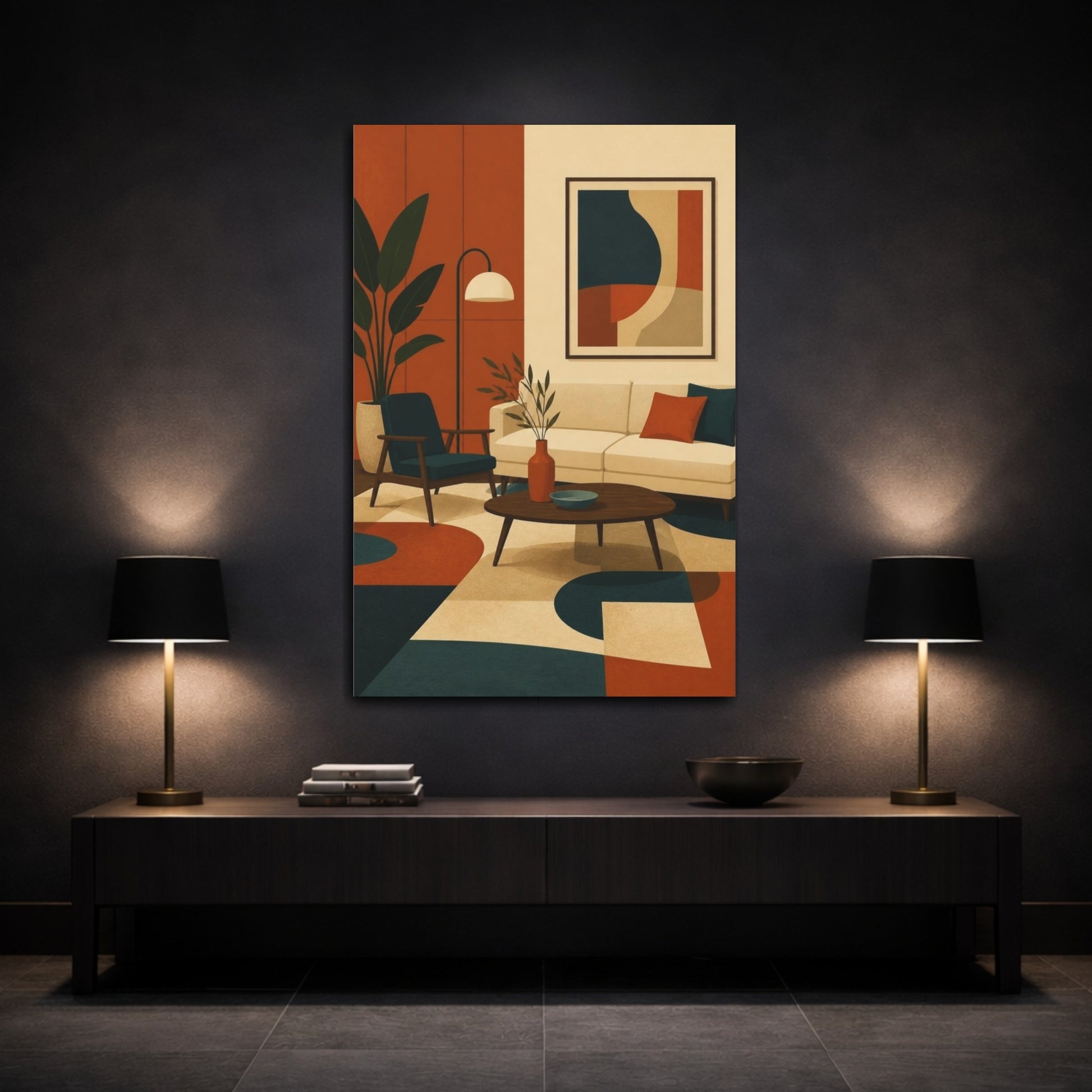 Mockup 3. Living Room Sofa Scene shown as canvas print