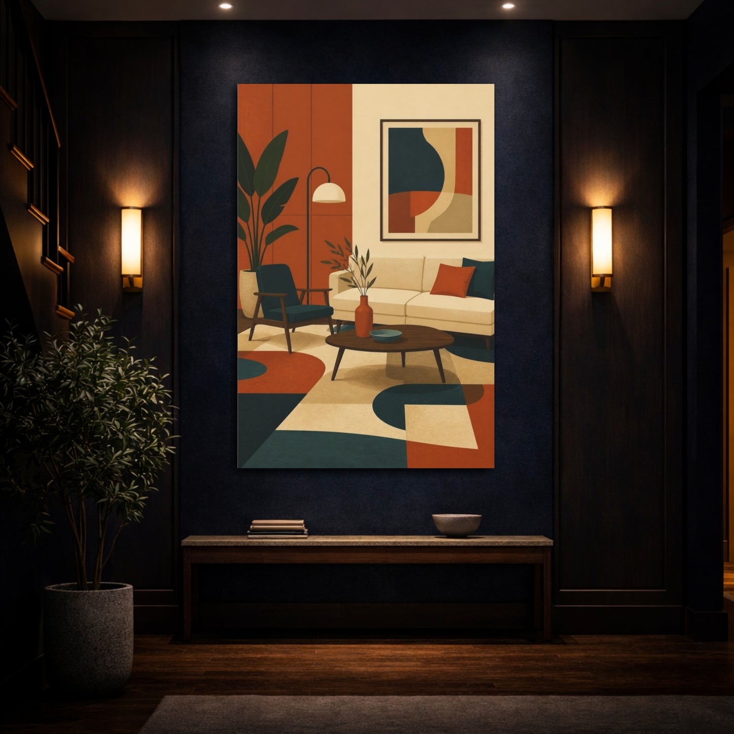 Mockup 4. Living Room Sofa Scene shown as canvas print