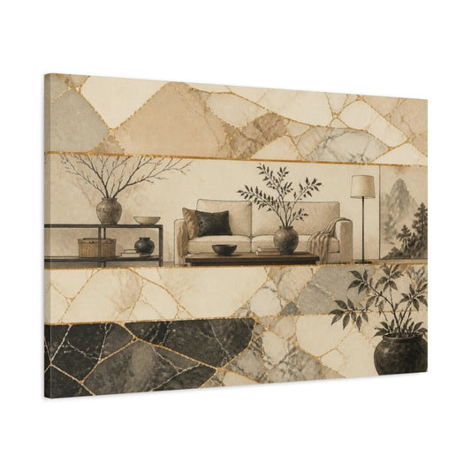 Living Room Sofa Sketch Canvas Print – Above - YesArtYes