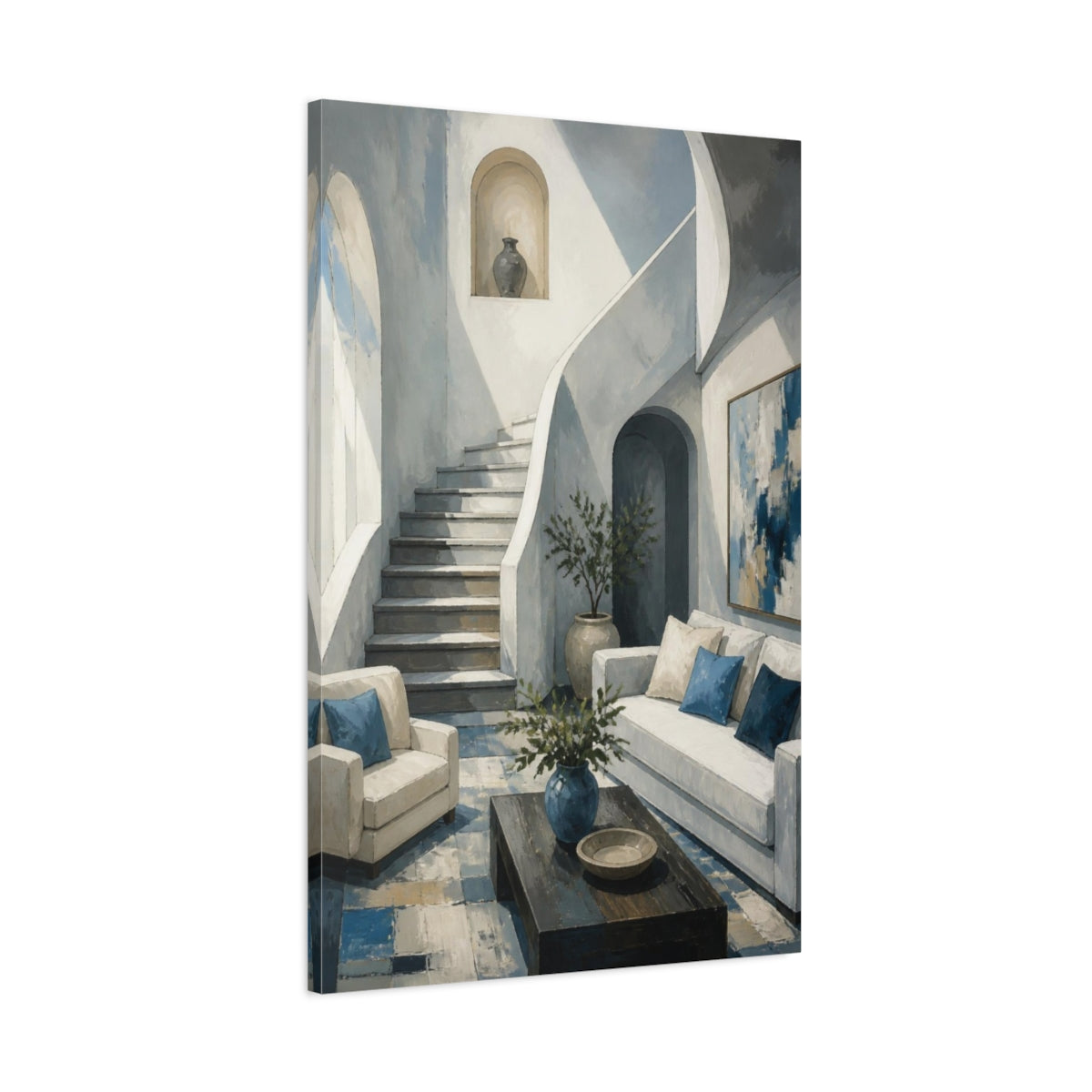 Main Mockup. Living Room Staircase shown as canvas print