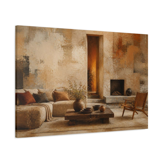 Main Mockup. Living Room Textured Wall shown as canvas print