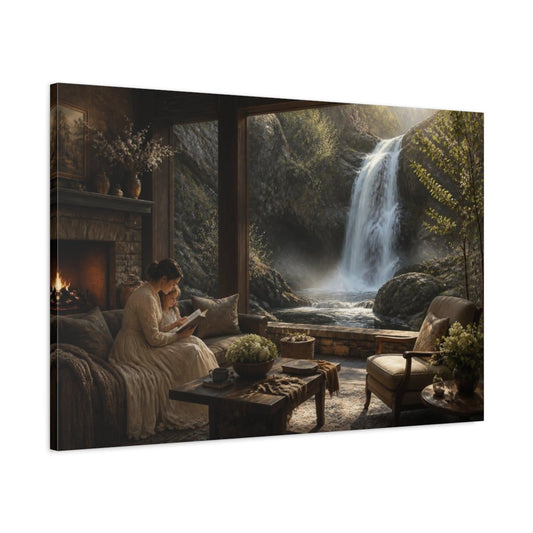 Living Room Waterfall View Canvas Print – Above Sofa - YesArtYes