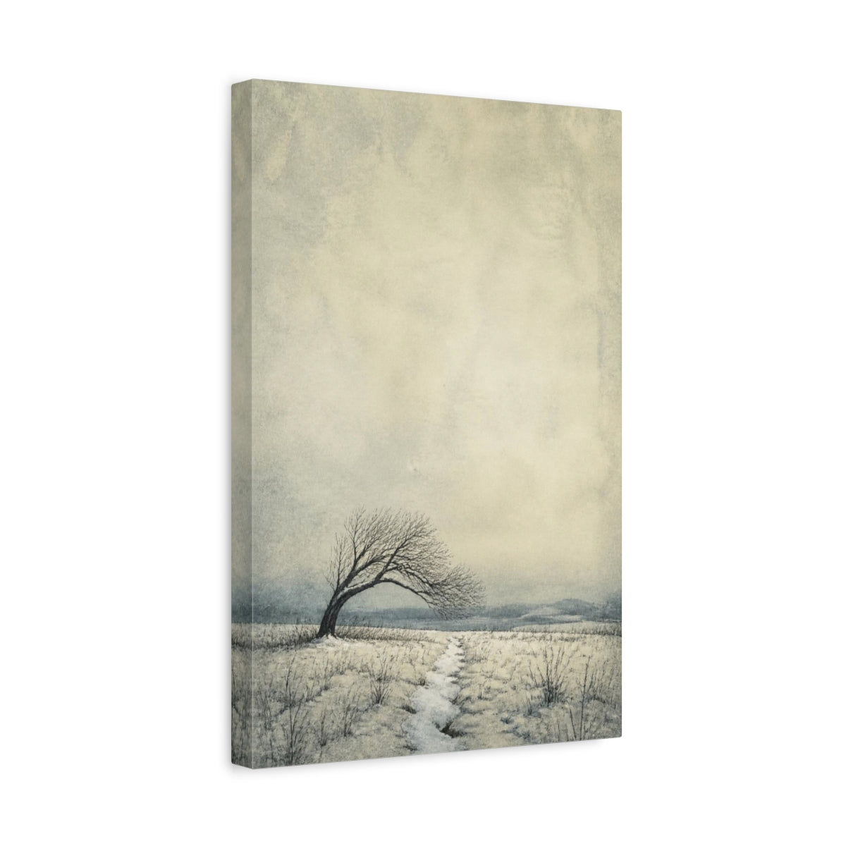 Side Mockup 4. Lone Bent Tree Path shown as canvas print