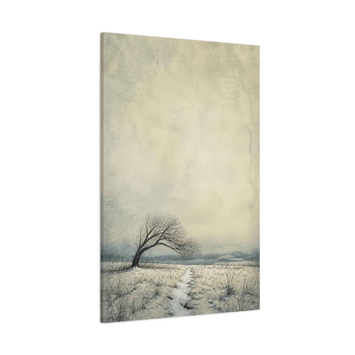 Side Mockup 1. Lone Bent Tree Path shown as canvas print