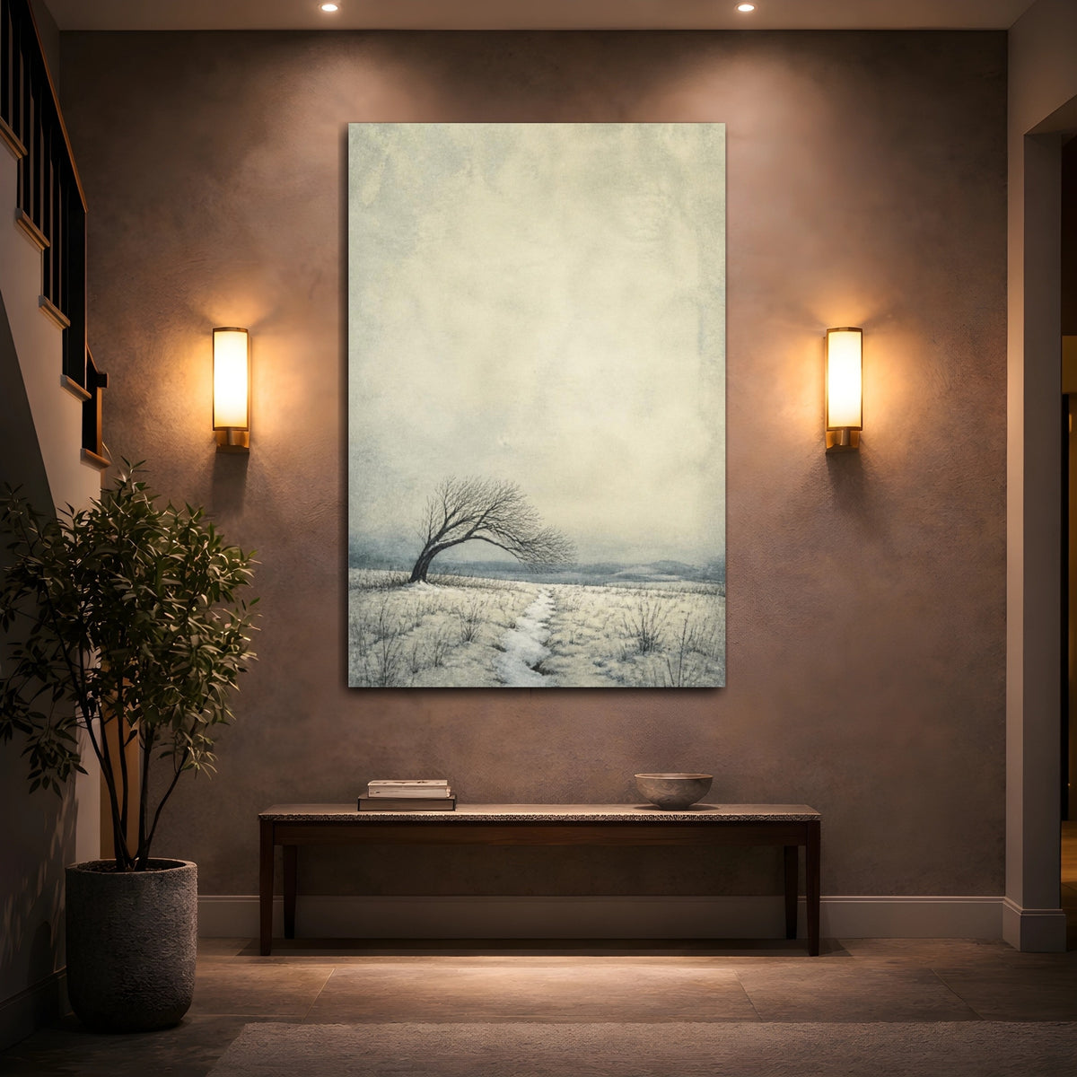 Mockup 2. Lone Bent Tree Path shown as canvas print