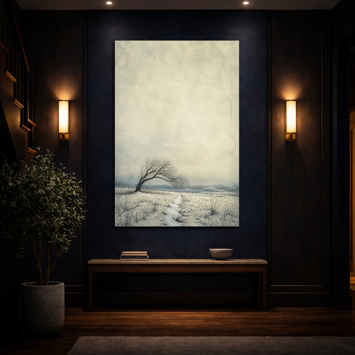 Mockup 4. Lone Bent Tree Path shown as canvas print