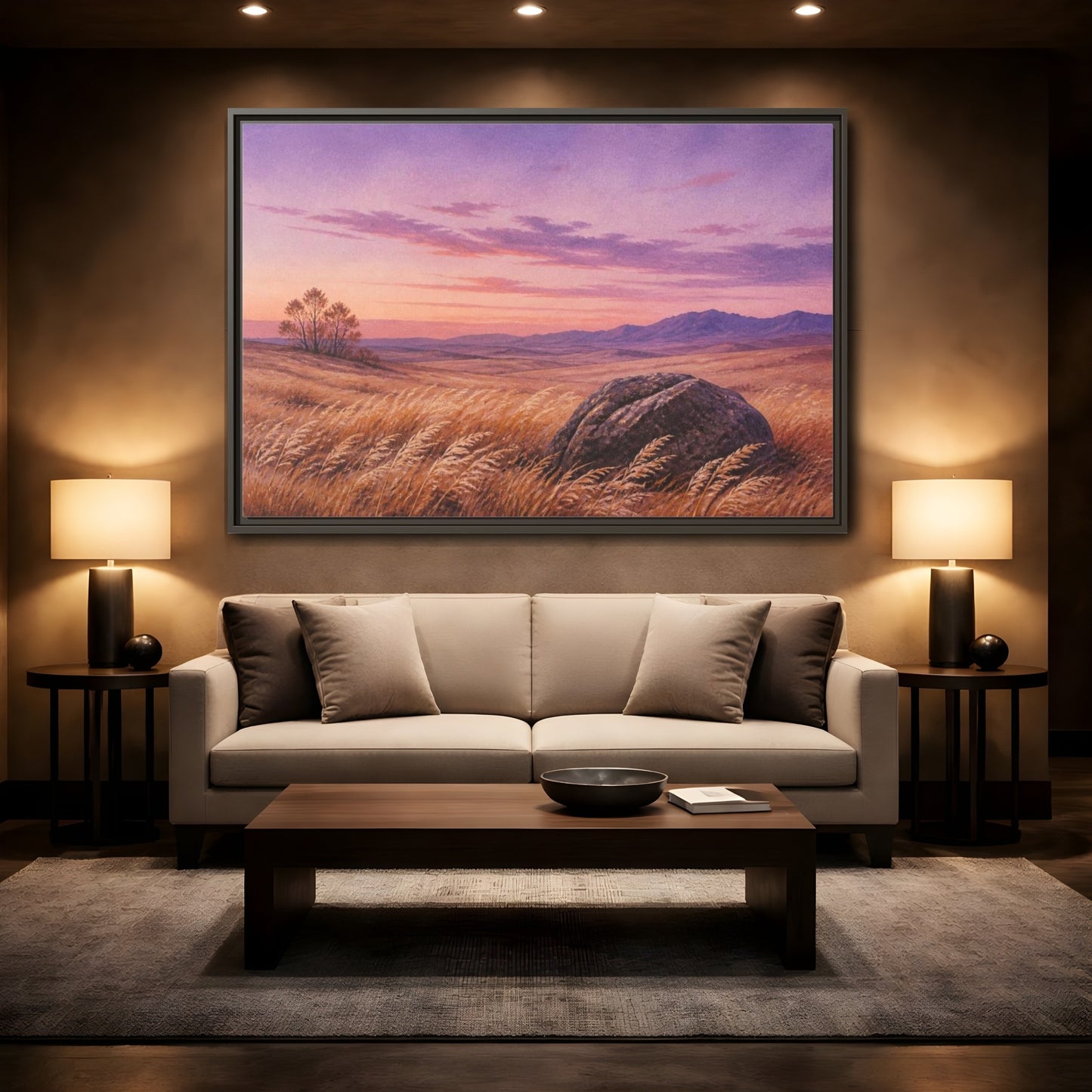 Mockup 2. Lone Boulder Landscape shown as framed canvas print