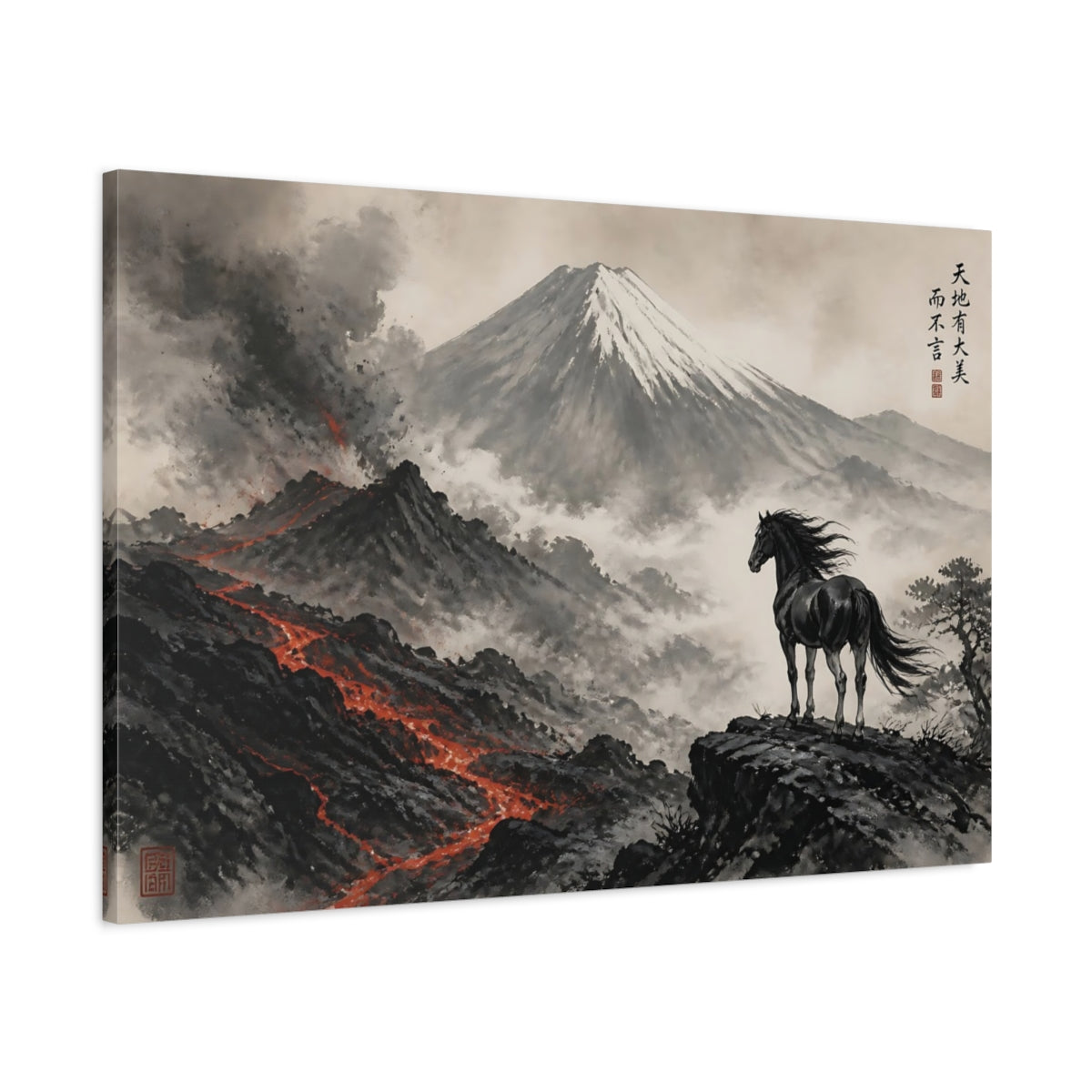 Main Mockup. Lone Horse By Lava Ridge shown as canvas print