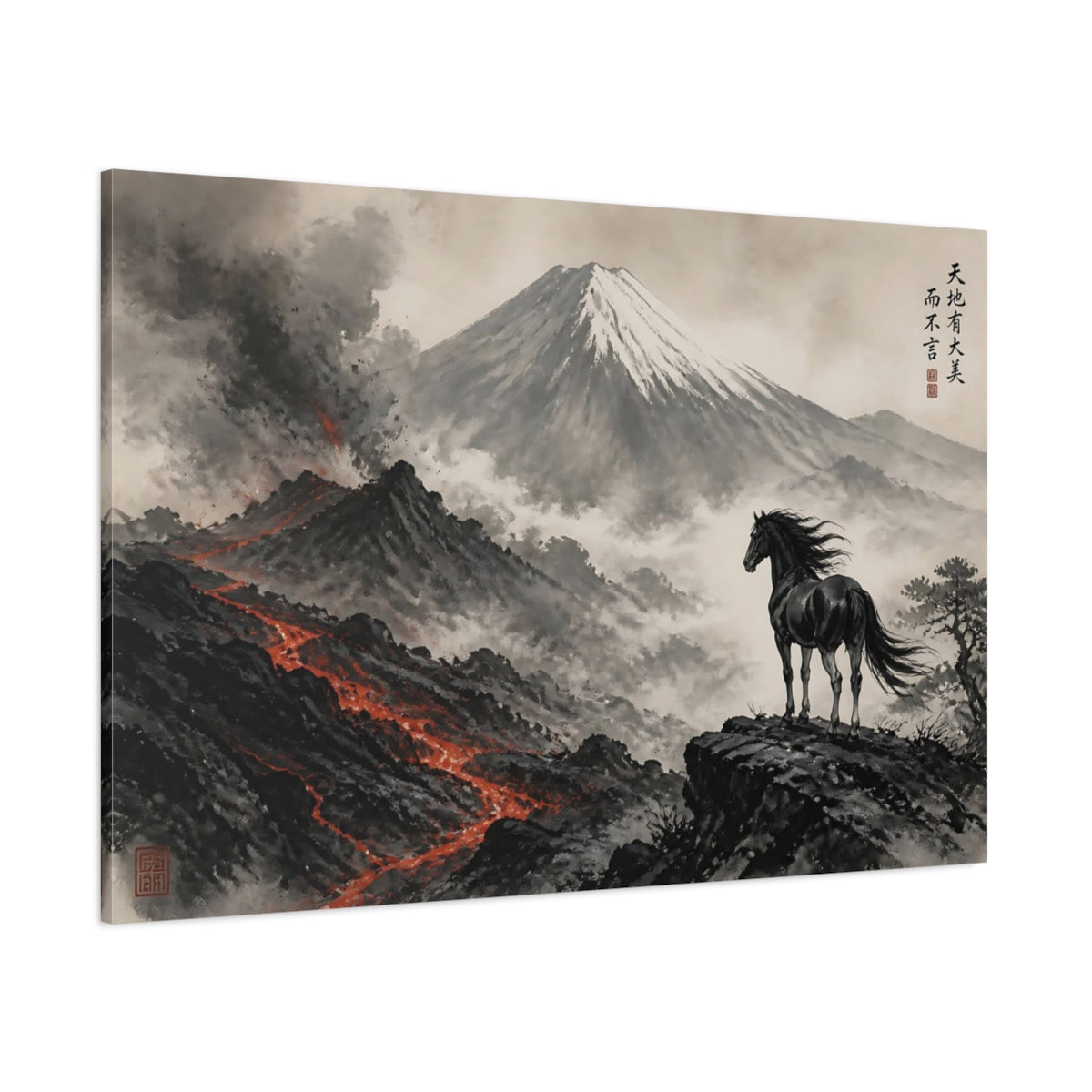 Side Mockup 1. Lone Horse By Lava Ridge shown as canvas print