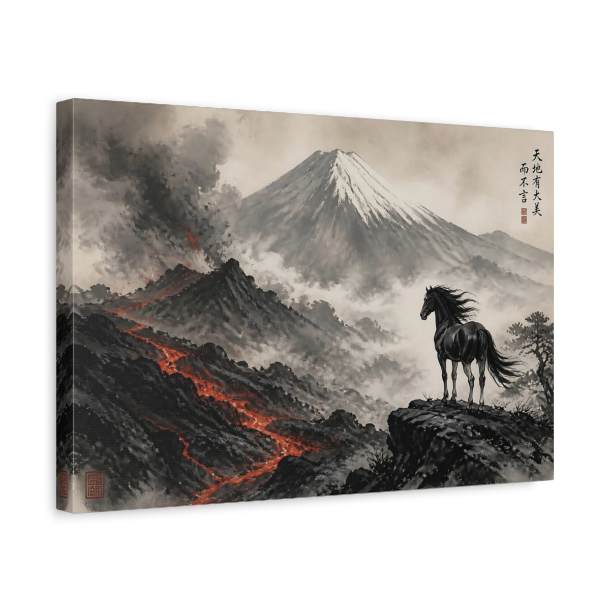 Side Mockup 4. Lone Horse By Lava Ridge shown as canvas print