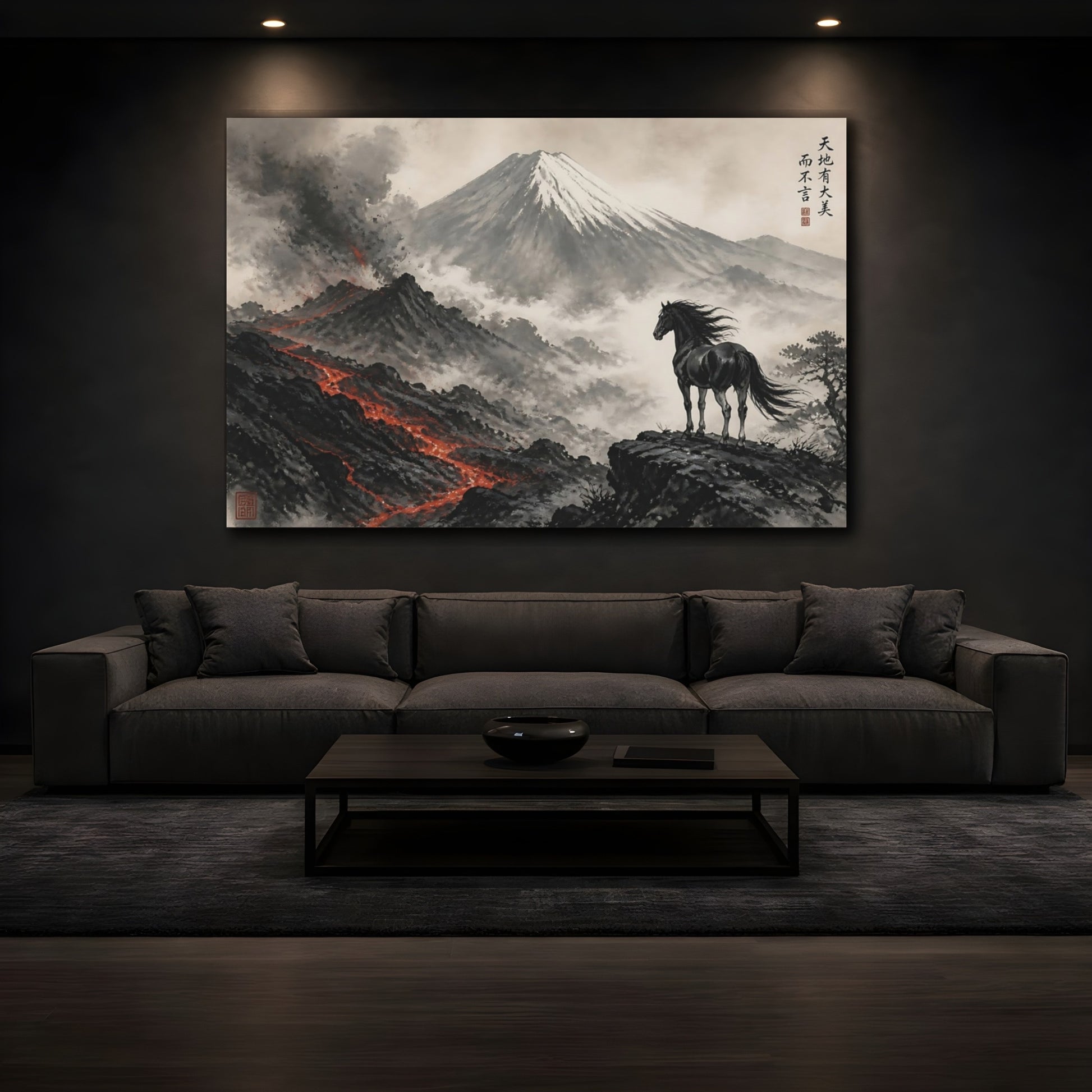 Mockup 3. Lone Horse By Lava Ridge shown as canvas print