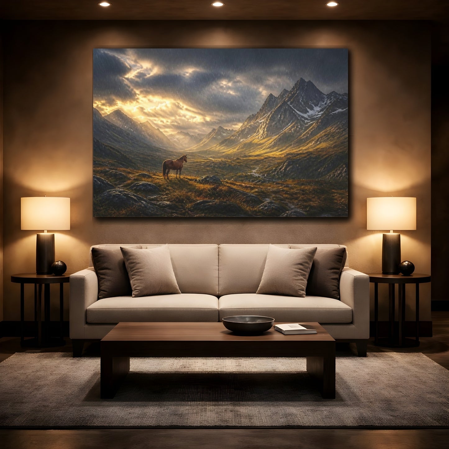 Mockup 2. Lone Horse Landscape shown as canvas print