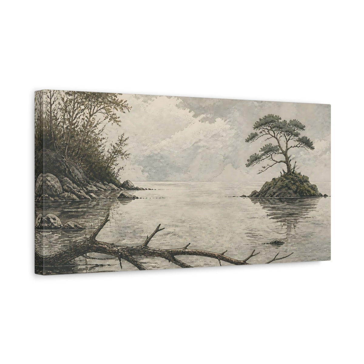 Side Mockup 3. Lone Island Tree shown as canvas print