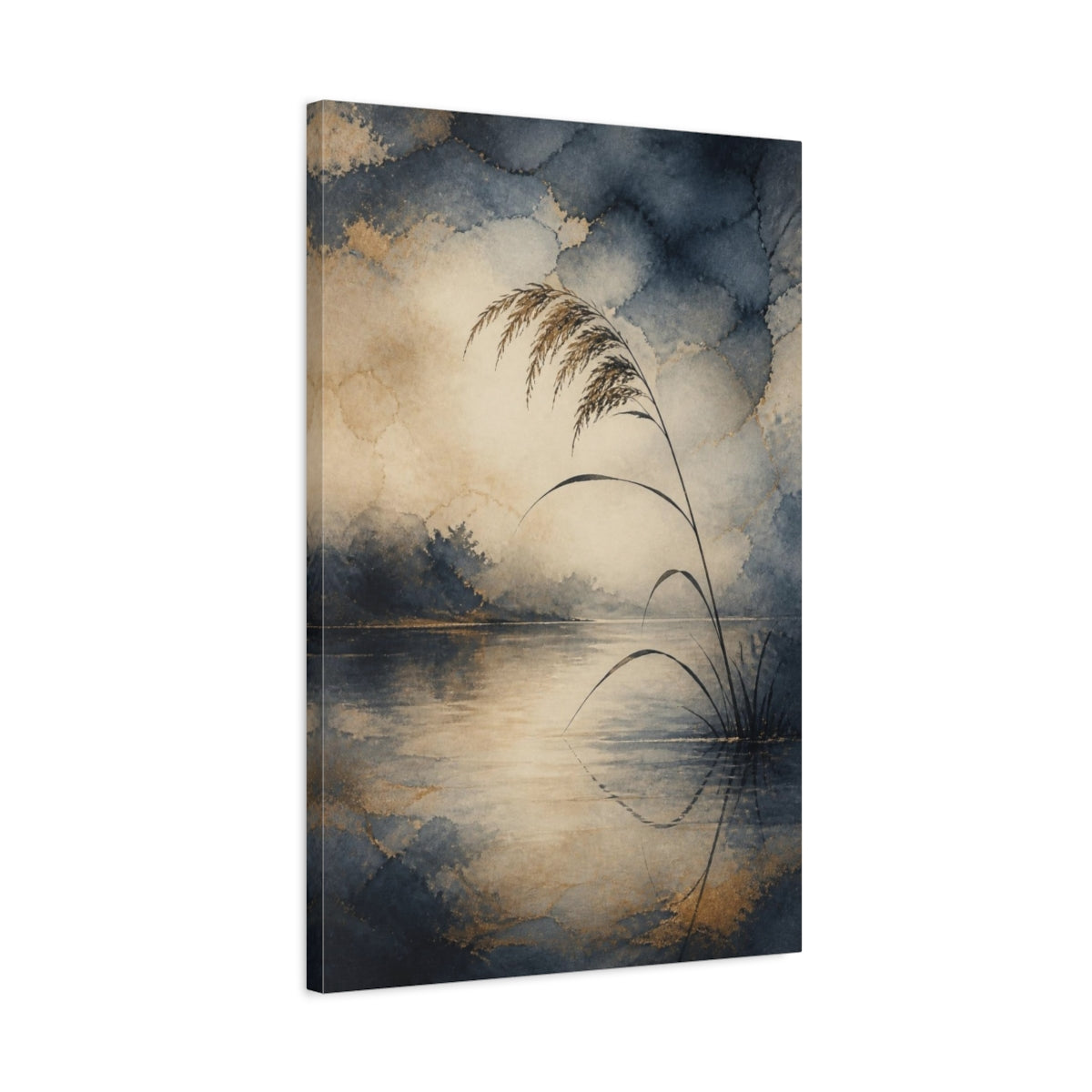 Side Mockup 2. Lone Reed Reflection shown as canvas print