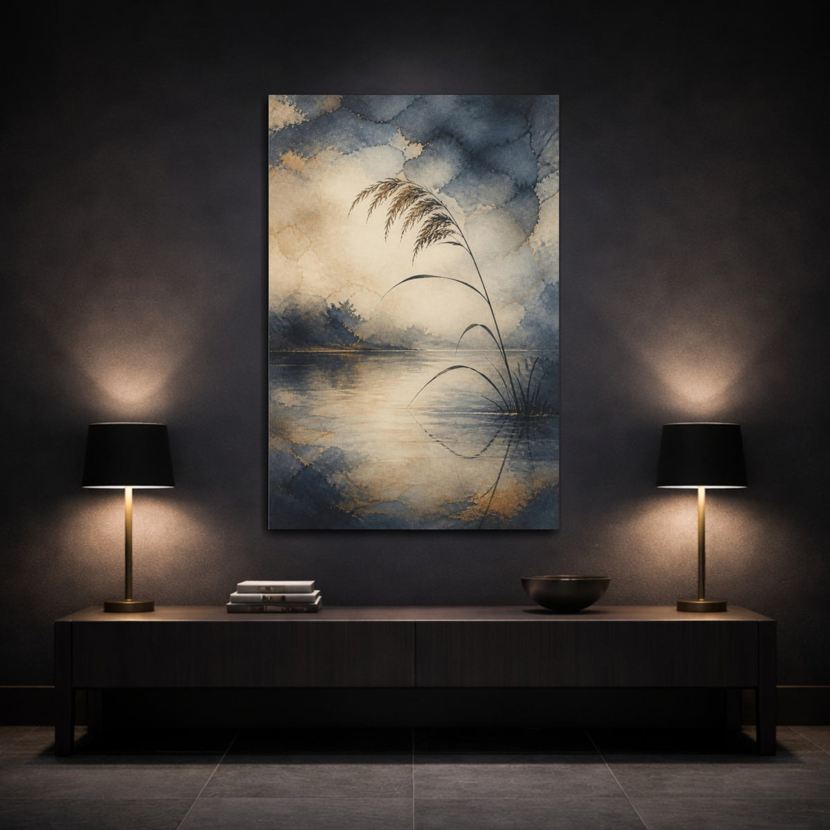 Mockup 3. Lone Reed Reflection shown as canvas print