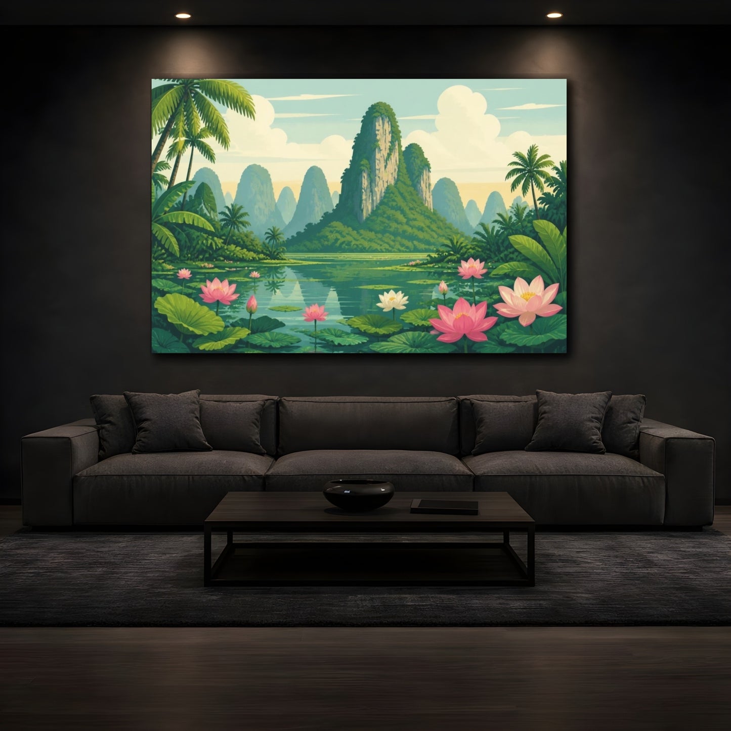 Mockup 3. Lotus Lagoon Retreat shown as canvas print