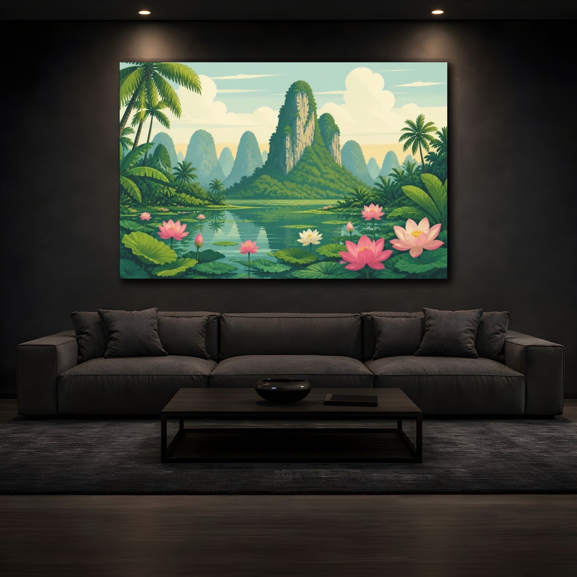 Mockup 3. Lotus Lagoon Retreat shown as canvas print