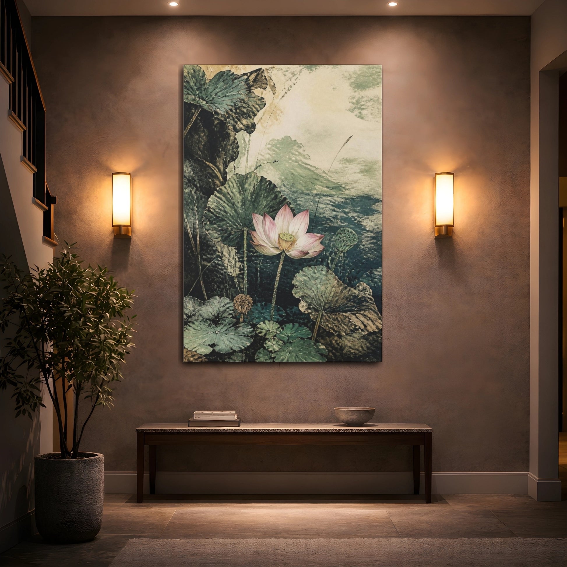 Mockup 2. Lotus Nature Bloom shown as canvas print
