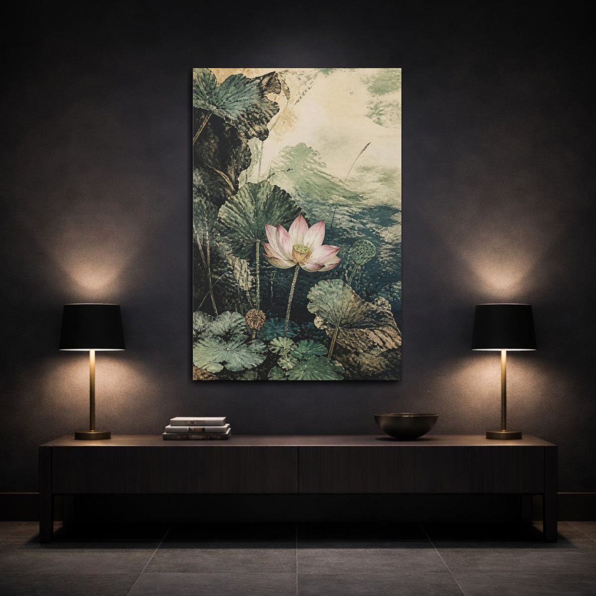 Mockup 3. Lotus Nature Bloom shown as canvas print