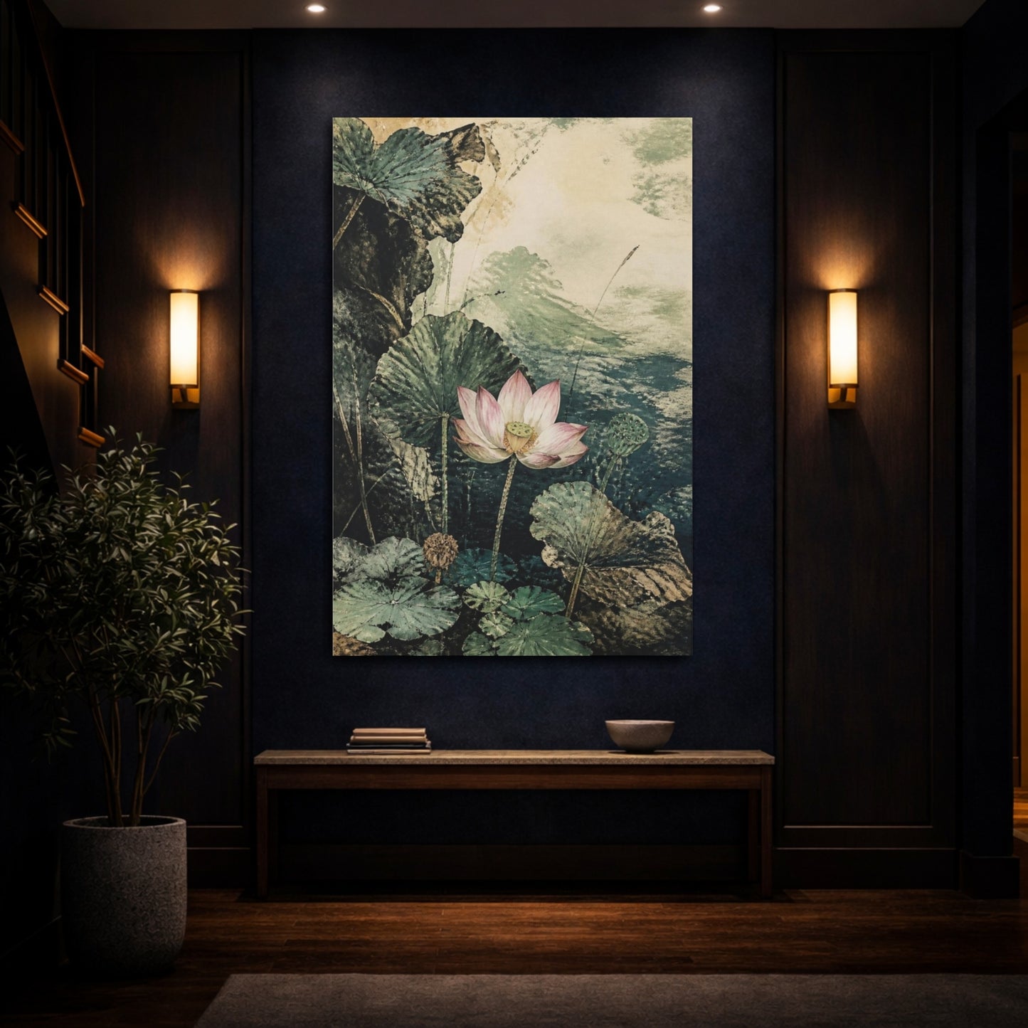 Mockup 4. Lotus Nature Bloom shown as canvas print