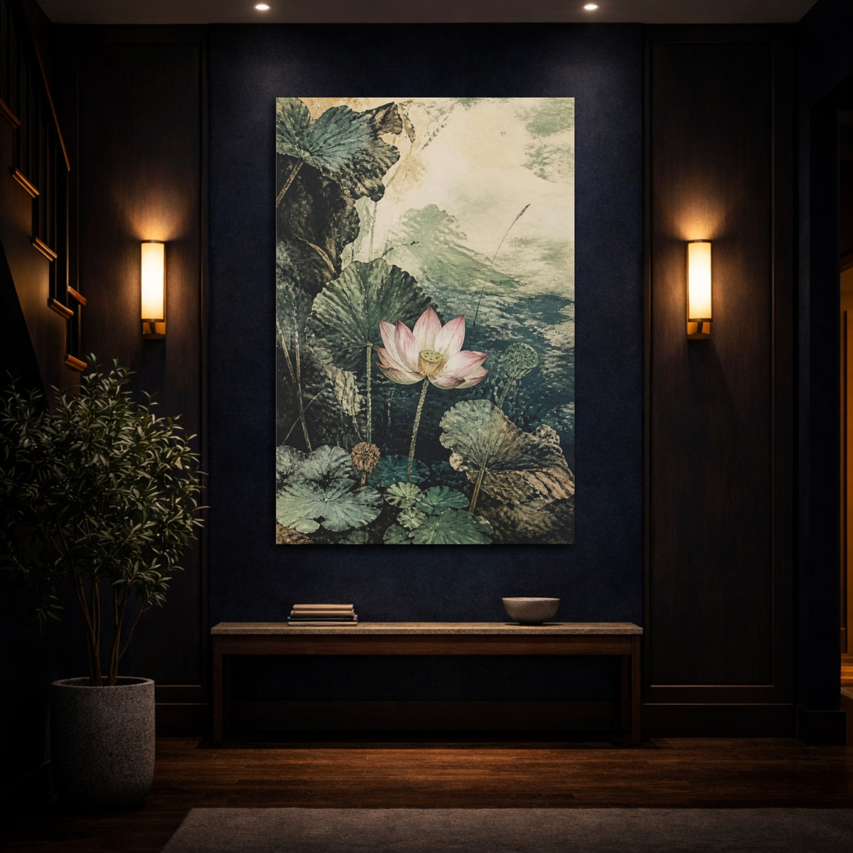 Mockup 4. Lotus Nature Bloom shown as canvas print