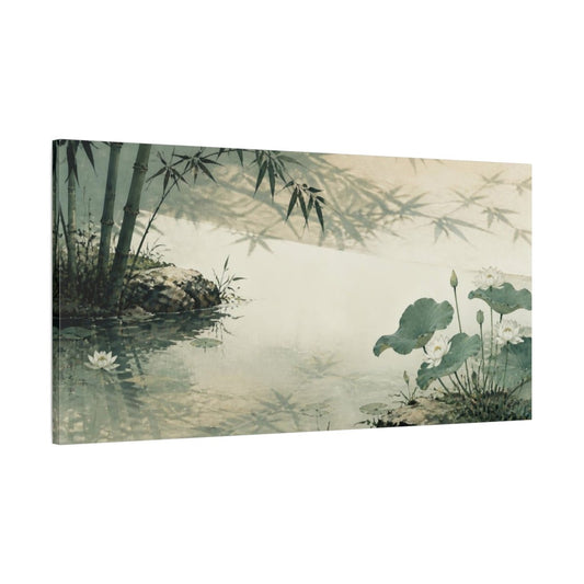 Lotus Pond Nature Study Canvas Print Wall Art – Living Room Decor, Above Console Table - YesArtYes