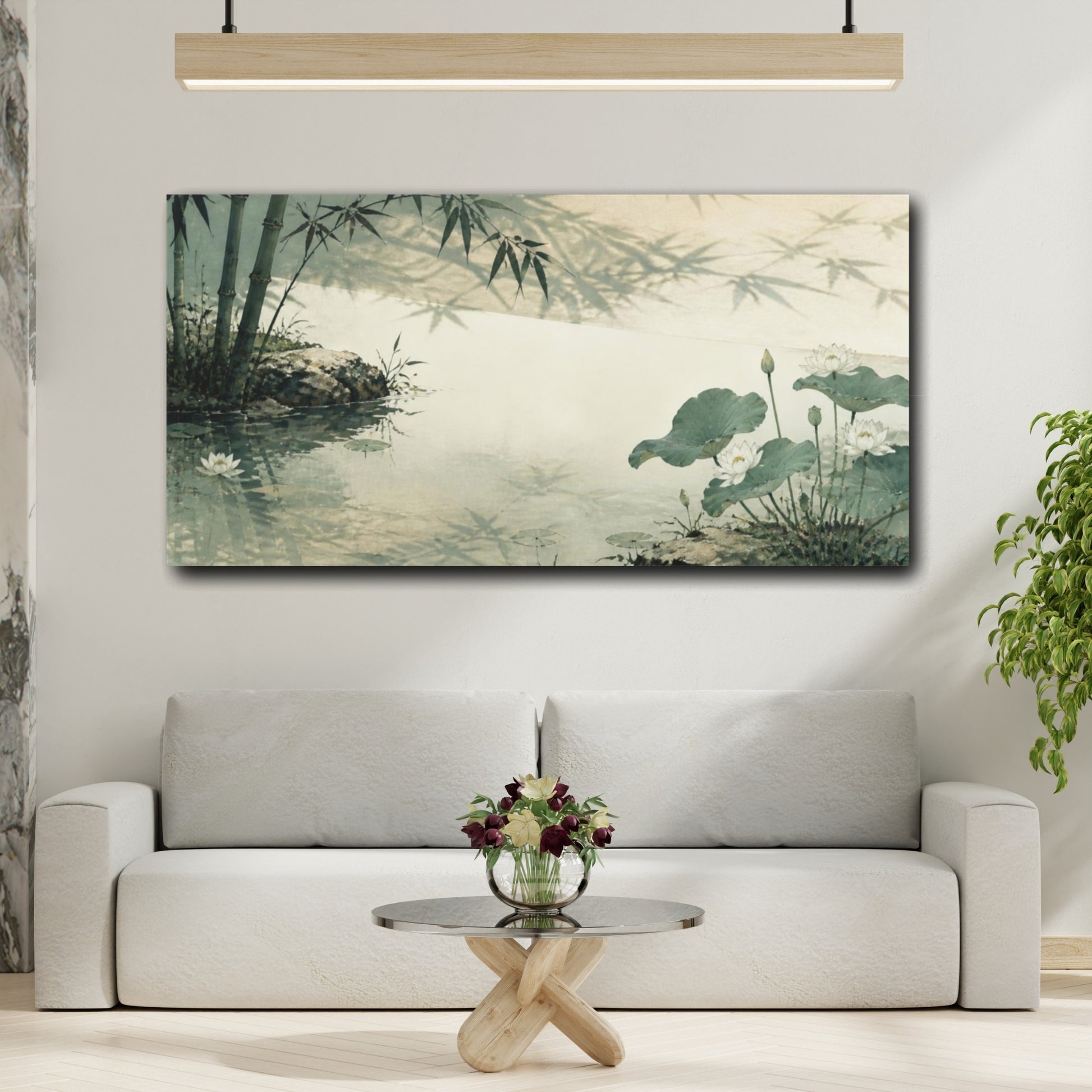 Mockup 2. Lotus Pond Nature Study shown as canvas print
