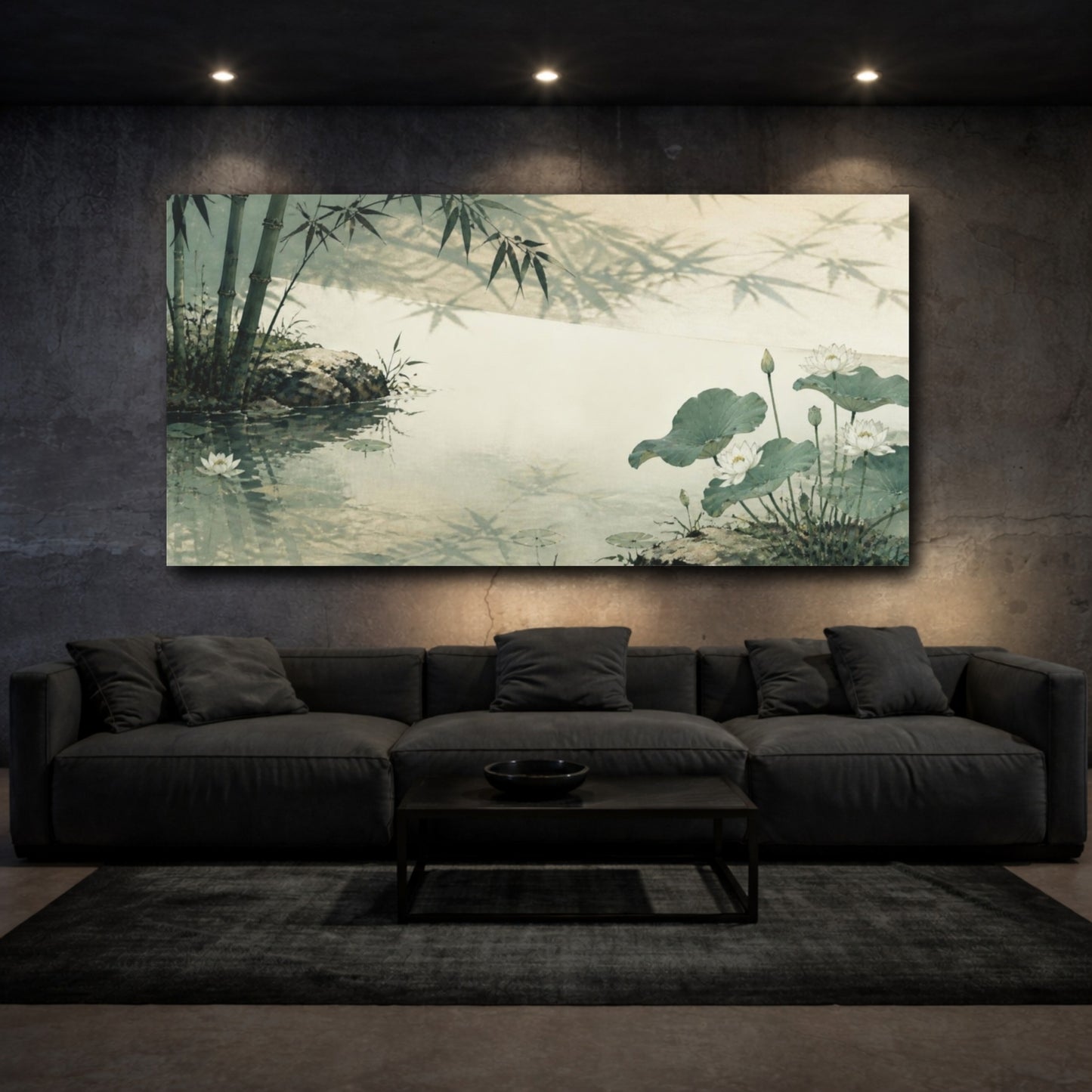 Mockup 3. Lotus Pond Nature Study shown as canvas print