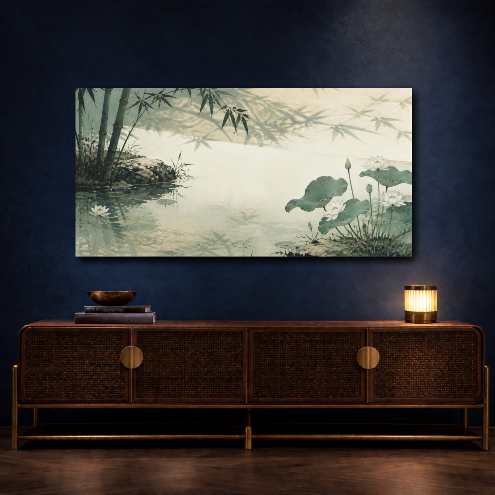 Mockup 4. Lotus Pond Nature Study shown as canvas print