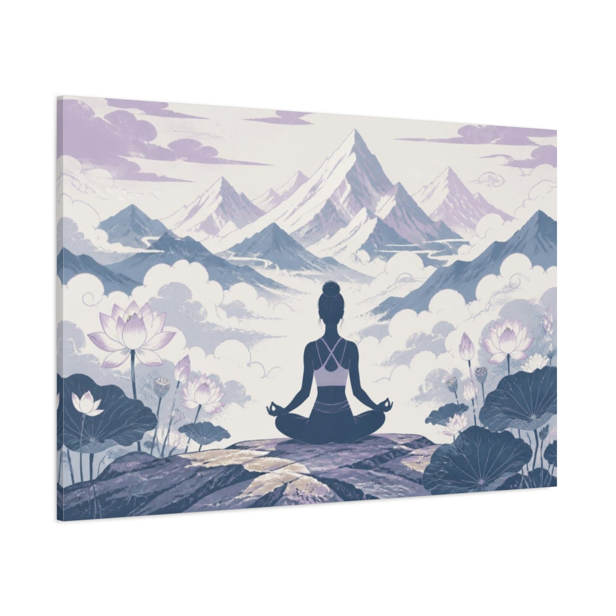 Side Mockup 1. Lotus Yoga Meditation shown as canvas print