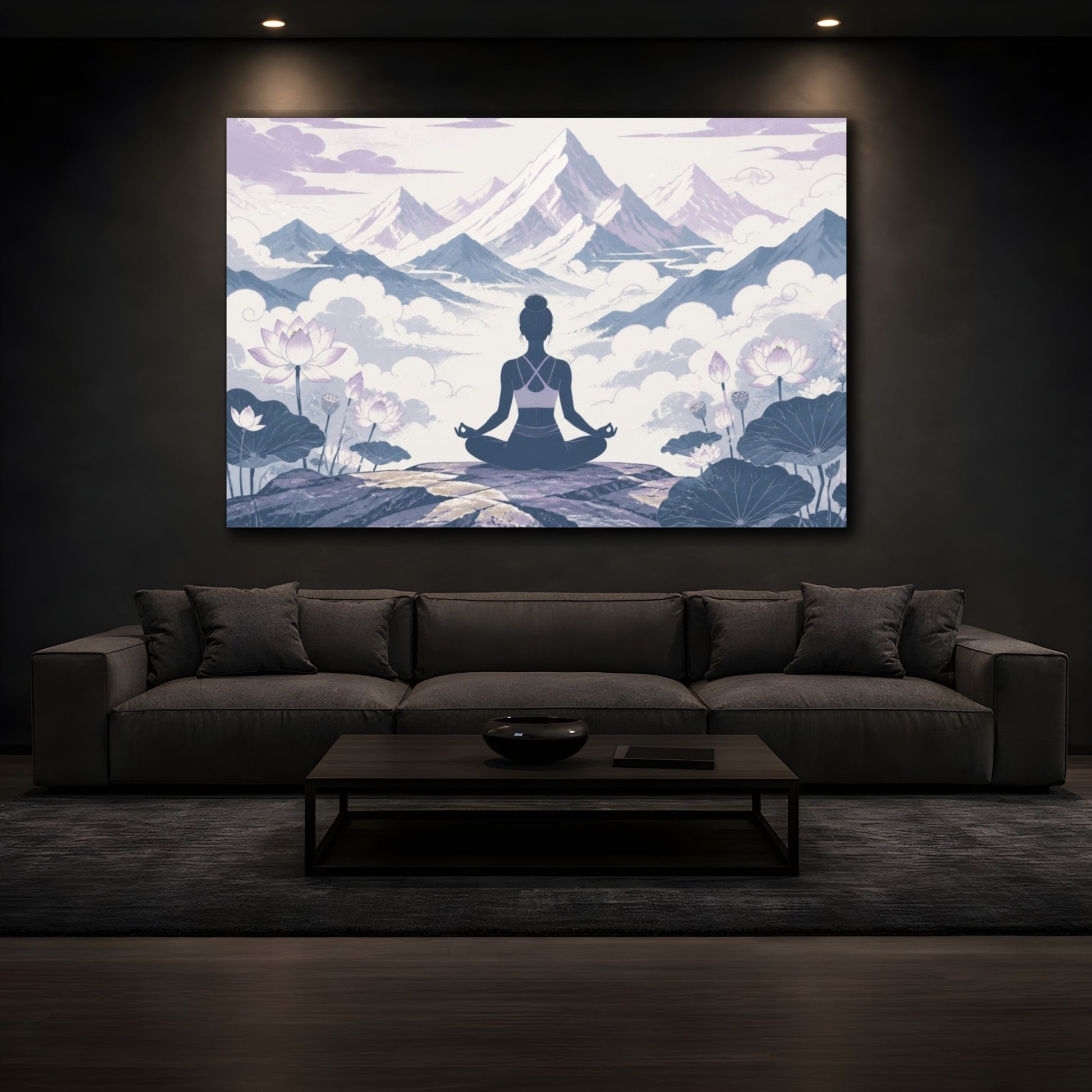 Mockup 3. Lotus Yoga Meditation shown as canvas print
