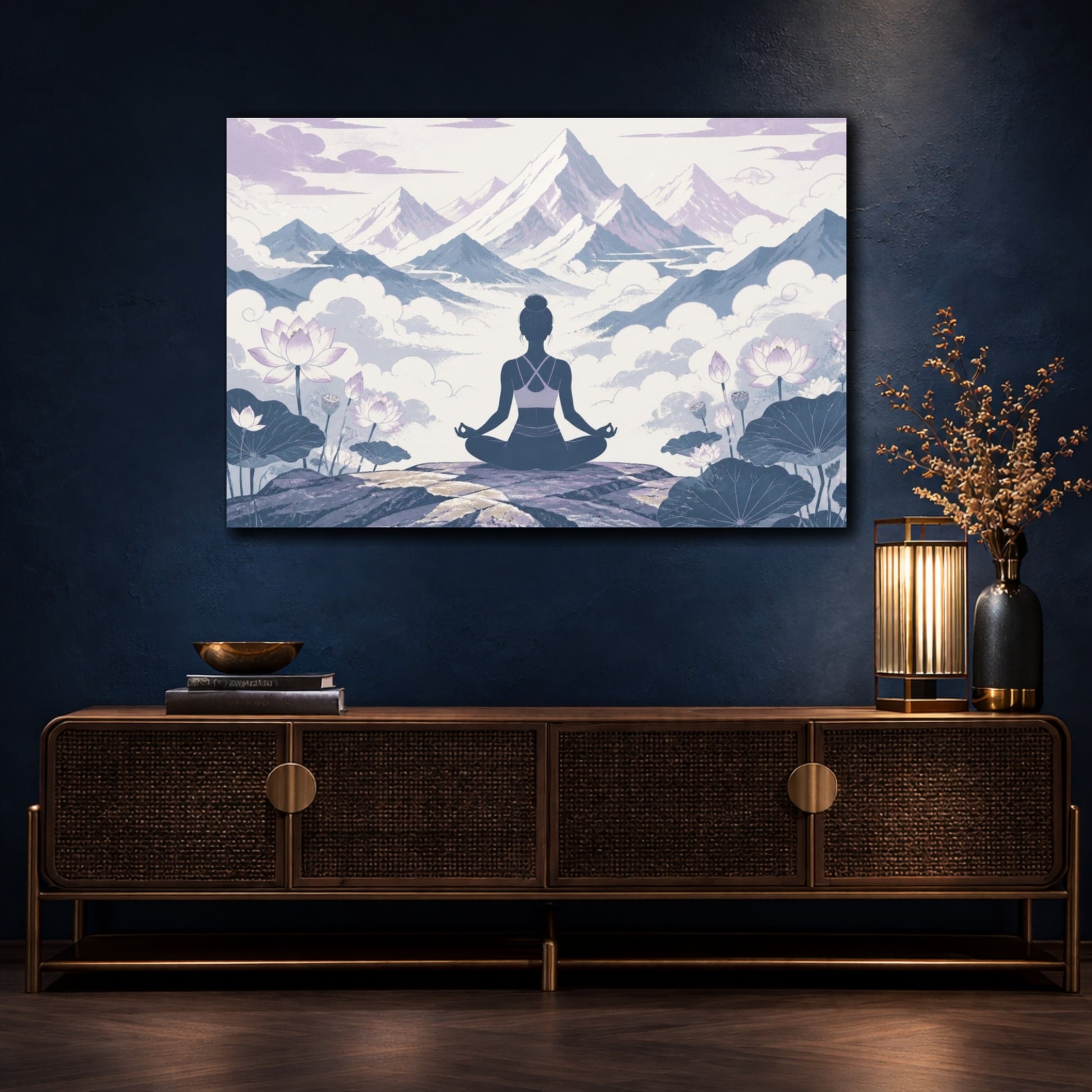 Mockup 4. Lotus Yoga Meditation shown as canvas print