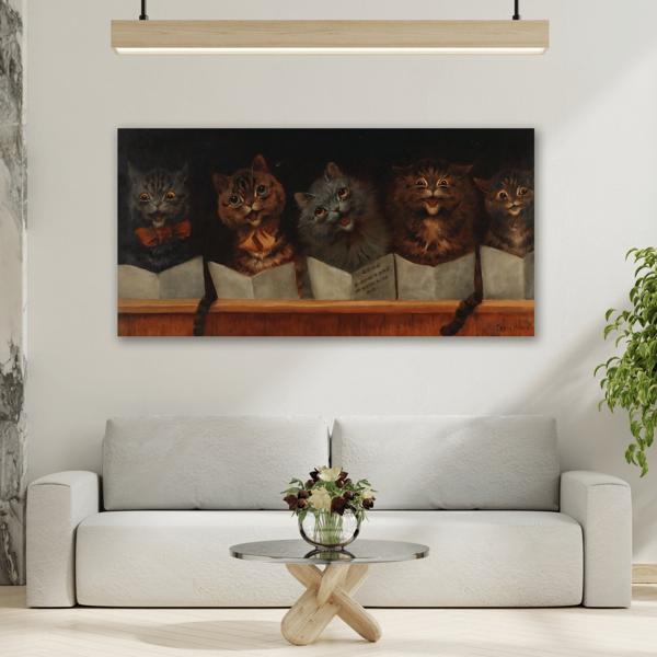 Louis Wain Come Birdie and Live with Me - Cats Canvas Wall Art Print - YesArtYes