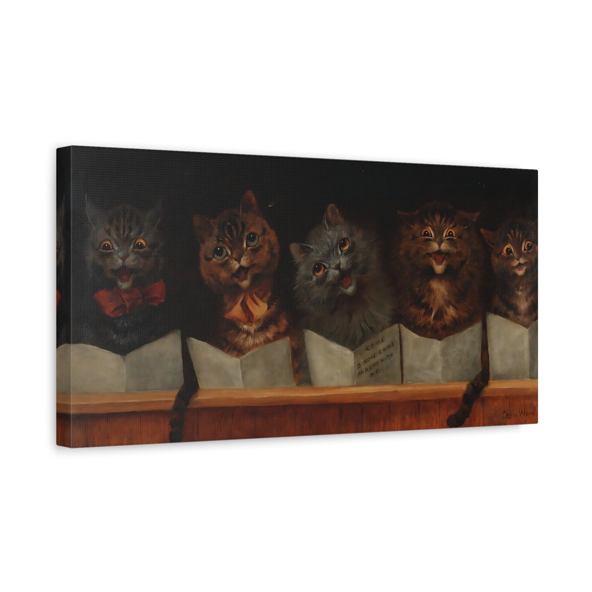 Louis Wain Come Birdie and Live with Me - Cats Canvas Wall Art Print - YesArtYes