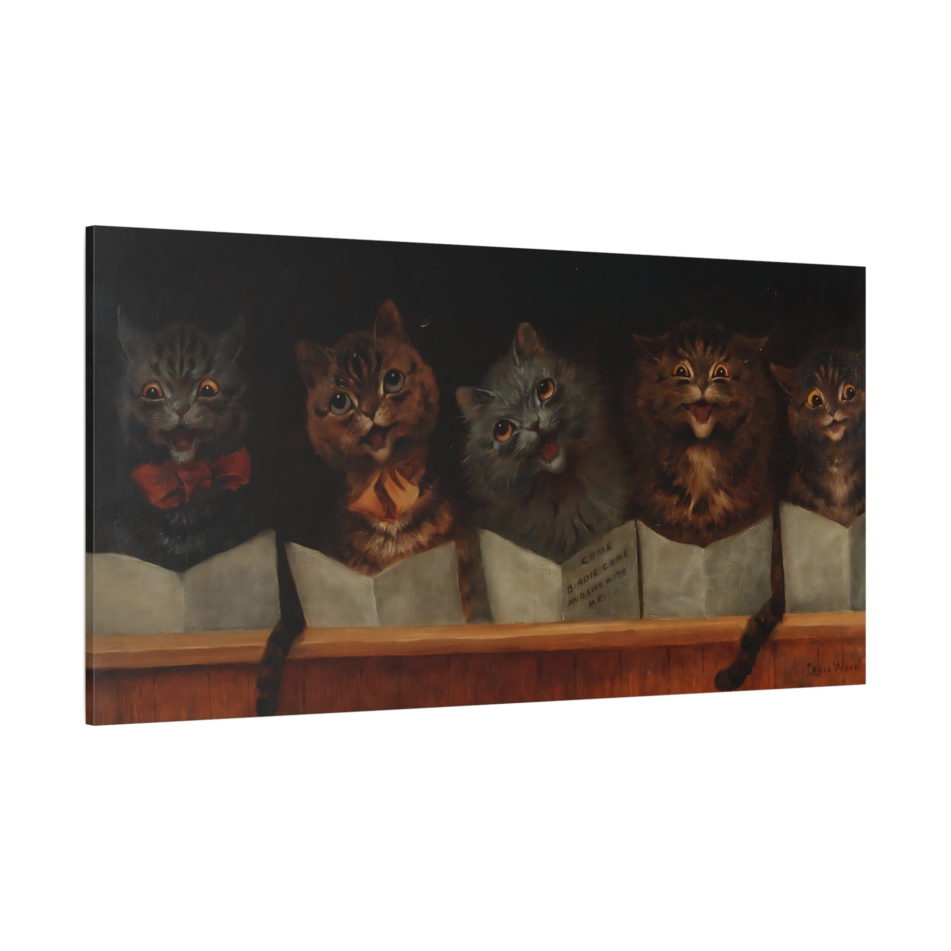 Louis Wain Come Birdie and Live with Me - Cats Canvas Wall Art Print - YesArtYes