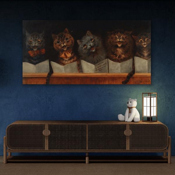 Louis Wain Come Birdie and Live with Me - Cats Canvas Wall Art Print - YesArtYes